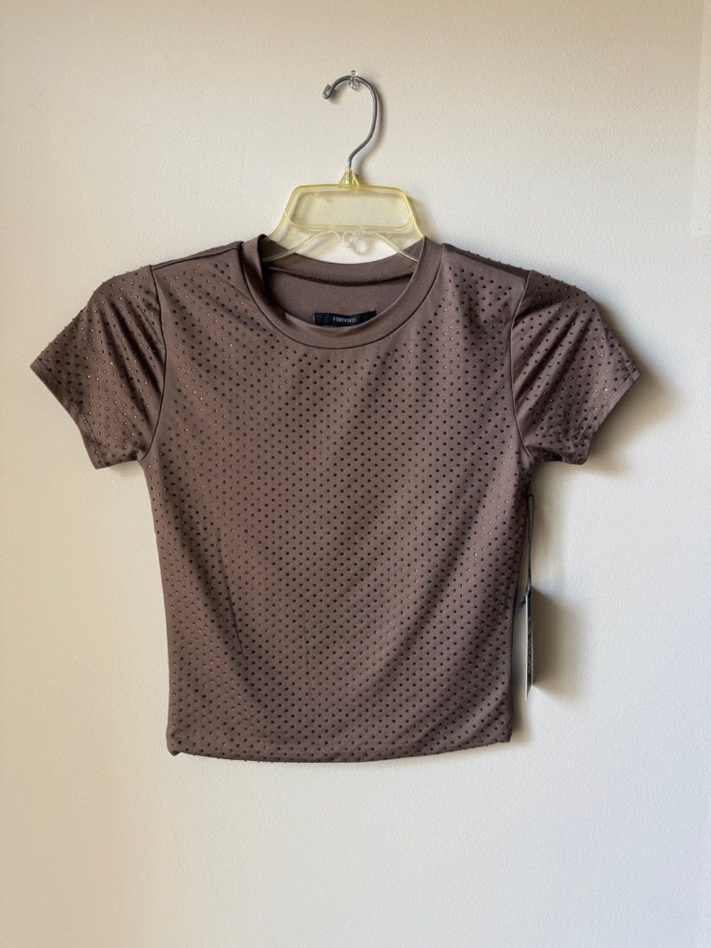 Forever 21 Brown Sparkley Short Sleeve Tee